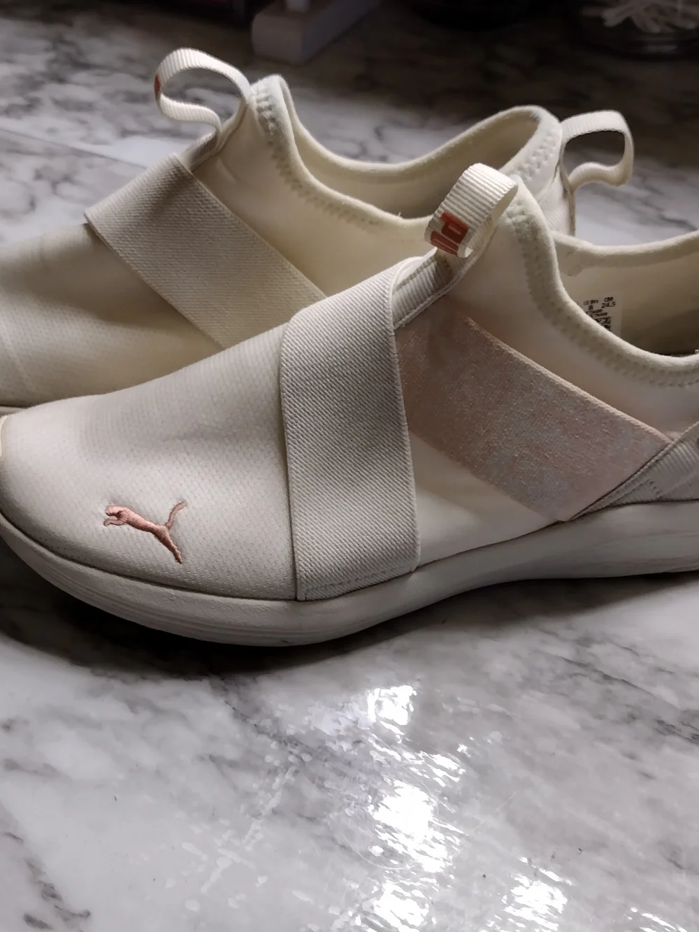 Puma Women's Slip-On Sneakers in Light Pink and Cream